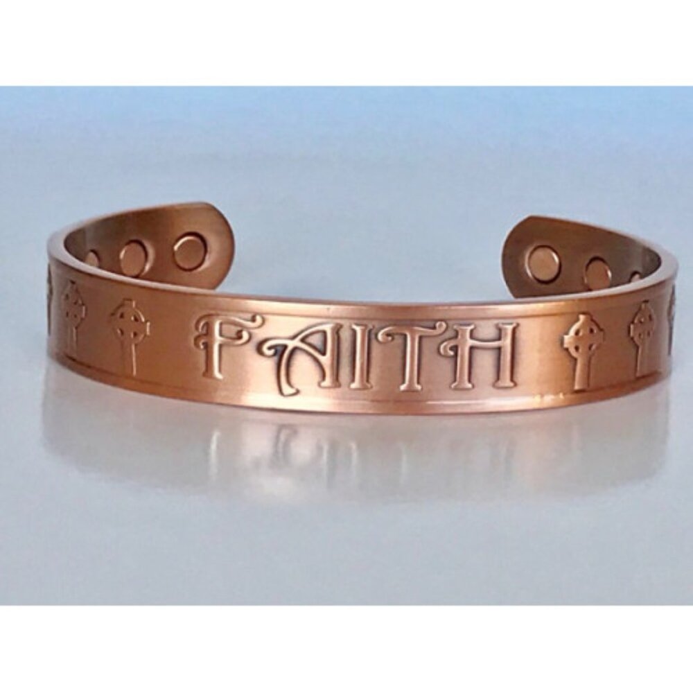 "Faith" Solid Handmade Copper Cuff Bracelets